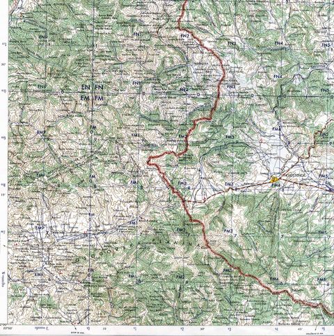 Mapa Topográfico de la Región al Este de Kumanovo, Macedonia 1959