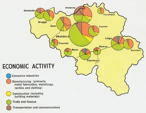 Mapa de la actividad económica de Bélgica