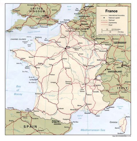 Mapa Político de Francia 1991