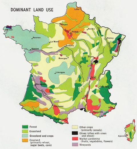 Uso predominante del suelo en Francia 1972