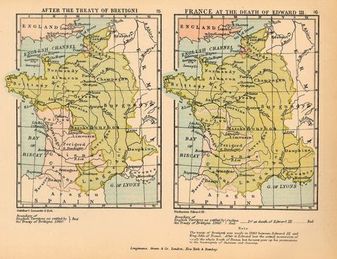 France after the treaty of Bretigny and at the death of Edward III