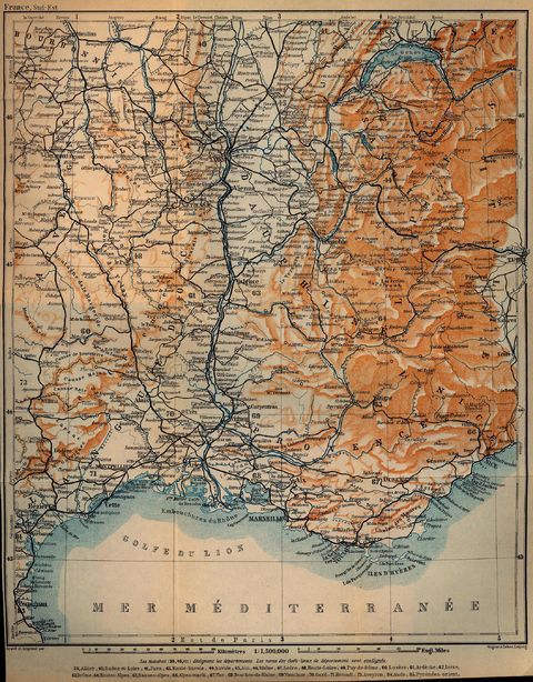 Mapa de Francia Suroriental 1914