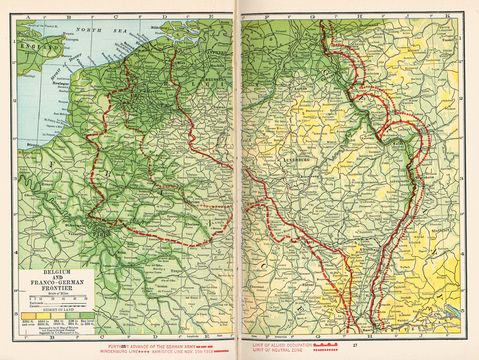 Frontera de Bélgica con Francia y Alemania 1918