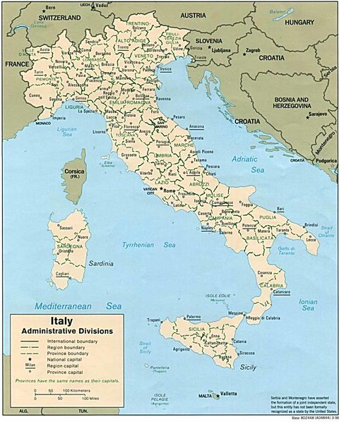 Italy Administrative Divisions 1996