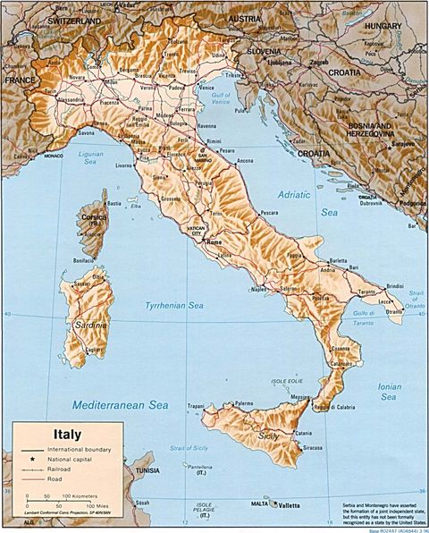 Mapa Físico de Italia 1996