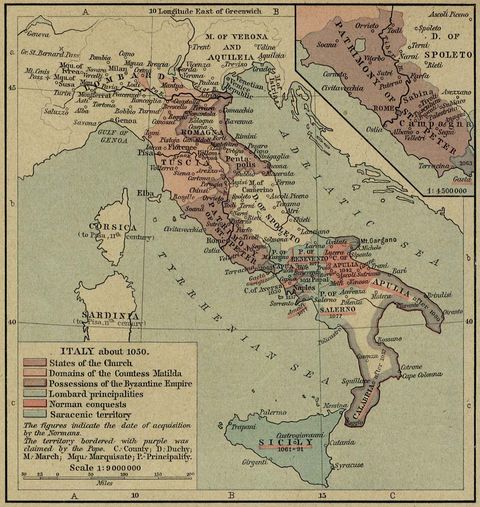 Mapa de Italia Circa 1050