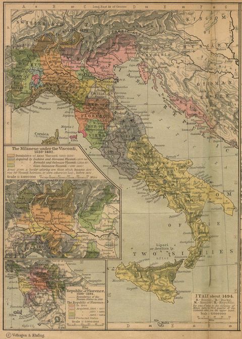 Map of Italy About 1494