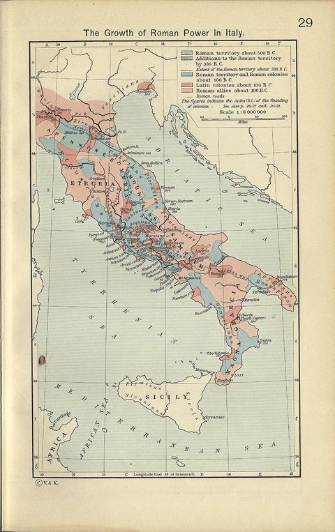 Map of the Growth of Roman Power in Italy