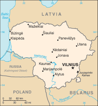 Lithuania Small Political Map 2007