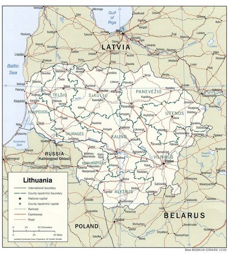 Mapa Político de Lituania 2002