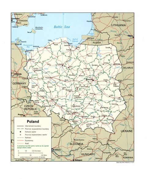 Mapa Político de Polonia 1997