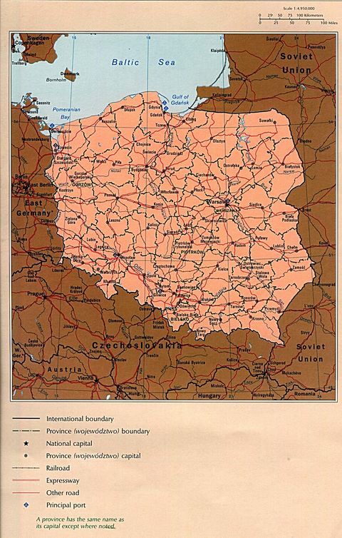 Poland  Political Map 1990