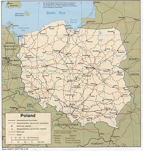 Mapa Político de Polonia 1982