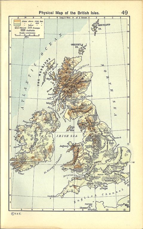 British Isles Physical Map 1911