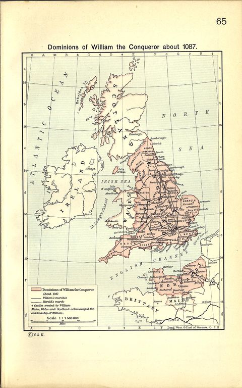 Mapa de los Dominios de Guillermo el Conquistador Circa 1087