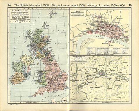 Maps of the British Isles and London at About 1300