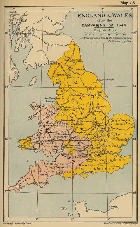 Map of England and Wales After the Campaigns of 1644