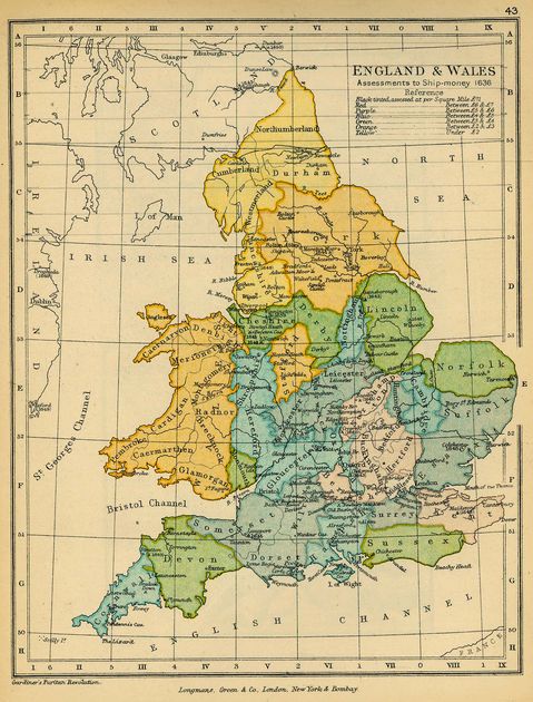 Map of Assessments to Ship-money, England and Wales 1636