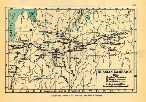 Mapa de la Invasión Napoleónica de Rusia, 1812