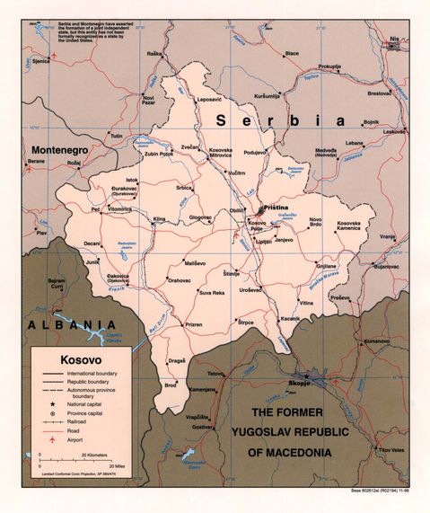 Kosovo Political Map 1998