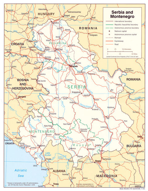 Mapa Político de Serbia y Montenegro 2005