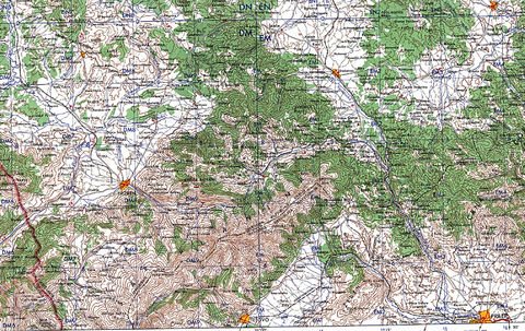 Mapa Físico de Kosovo Meridional 1959