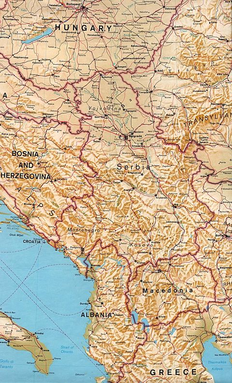 Eastern Balkans Physical Map