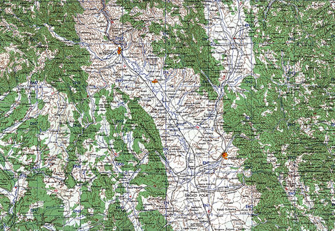 Mapa Físico de Kosovo Central 1959