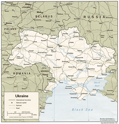 Ukraine Political Map 1993