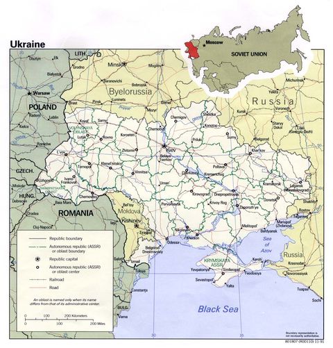 Mapa Político de Ucrania 1991