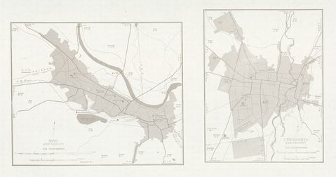 Mapas de Mito, Utsunomiya y sus Cercanias, Japón 1954