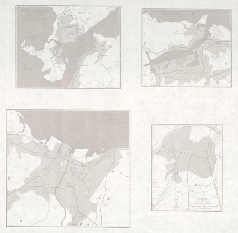 Mapas de Shimonoseki, Moji, Yahata, Tobata, Wakamatsu, Kokura, Kurume y sus Cercanias, Japón 1954