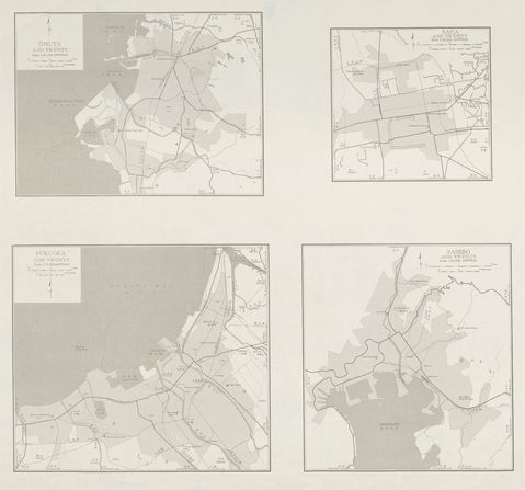 Mapas de Omuta, Saga, Fukuoka y sus Cercanias Hoja, Japón 1954