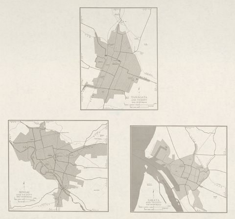 Mapas de Yamagata, Sendai, Sakata y sus Cercanias, Japón 1954