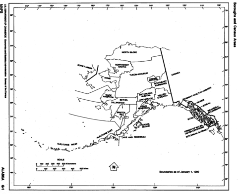 Alaska Black and White Outline Map, United States