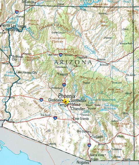 Arizona Physical Map | Gifex