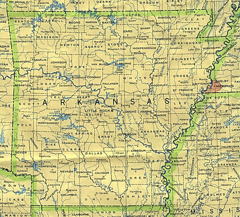 Political Map of Arkansas, United States