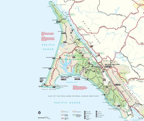 Point Reyes National Seashore Park Map, California | Gifex