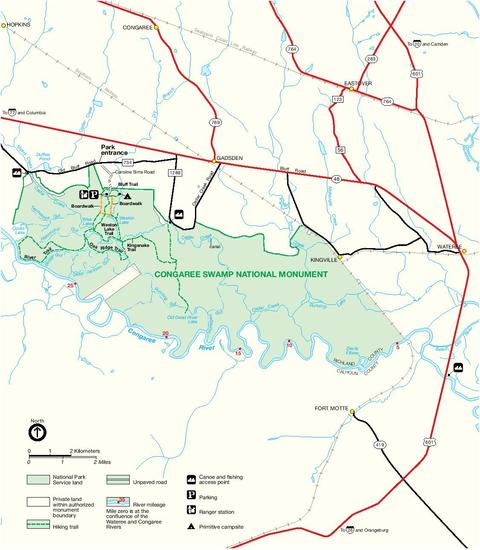 Park Map of Congaree Swamp National Monument | Gifex