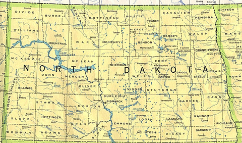 Political Map of North Dakota, United States | Gifex