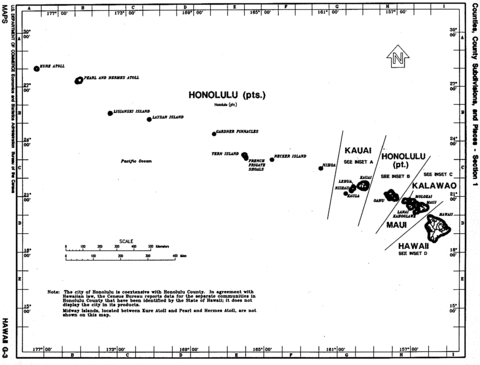 Mapa Blanco y Negro de Hawái