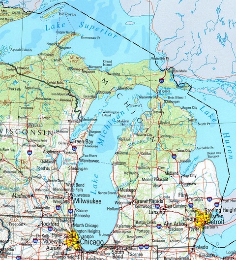 Michigan Physical Map | Gifex