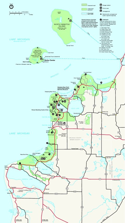 Sleeping Bear Dunes National Lakeshore Park Map | Gifex