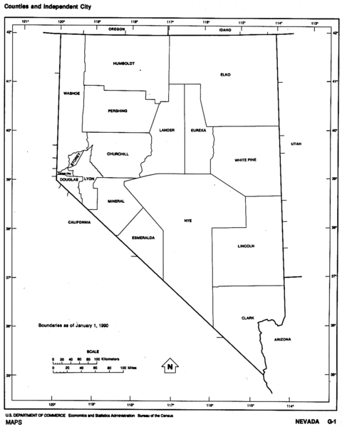 Nevada Black and White Outline Map, United States | Gifex