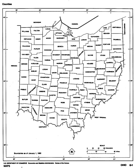 Ohio Black and White Outline Map, United States | Gifex