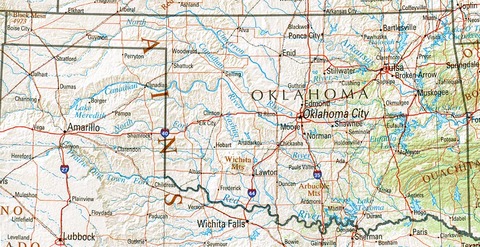 Oklahoma Physical Map | Gifex