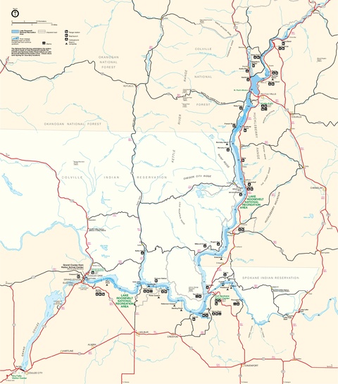 Park Map of Lake Roosevelt National Recreation Area | Gifex