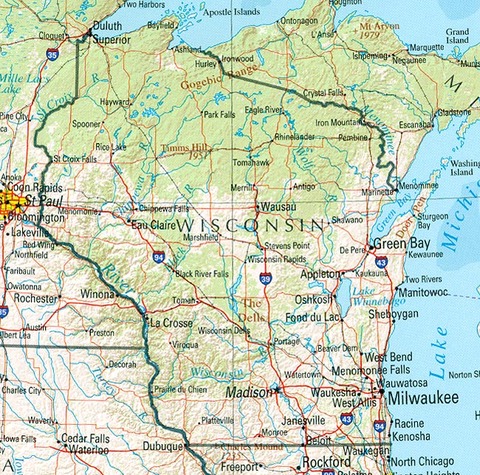 Wisconsin Physical Map 