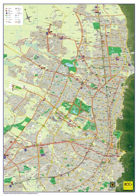 Mapa de las Ciclorrutas de Bogotá