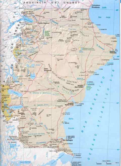 Mapa de la Provincia de Santa Cruz, Argentina